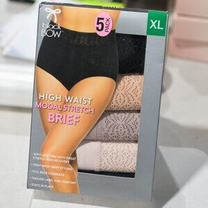 black BOW 5 PACK size XL HIGH WAIST MODAL STRETCH BRIEF